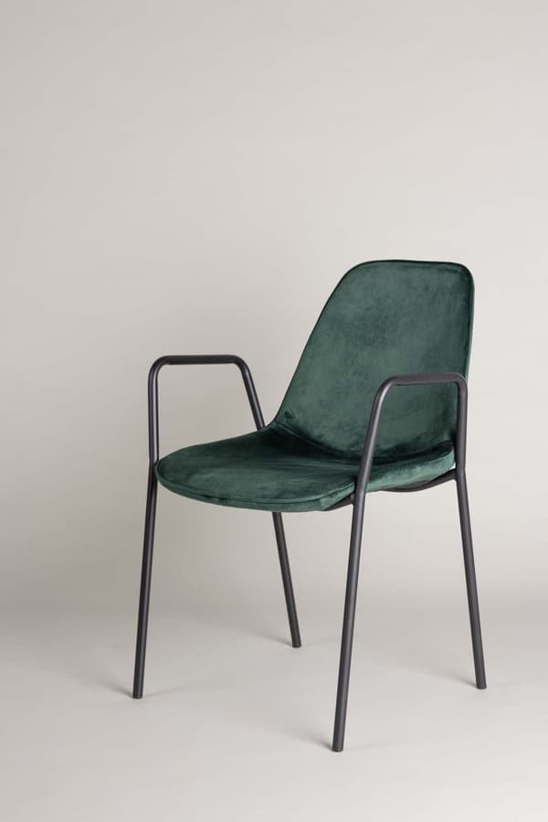 2 x  Klädesholmen spisestuestol med armlæn velour grøn.