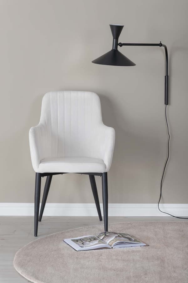 2 x  Comfort spisestuestol med armlæn fløjl hvid.