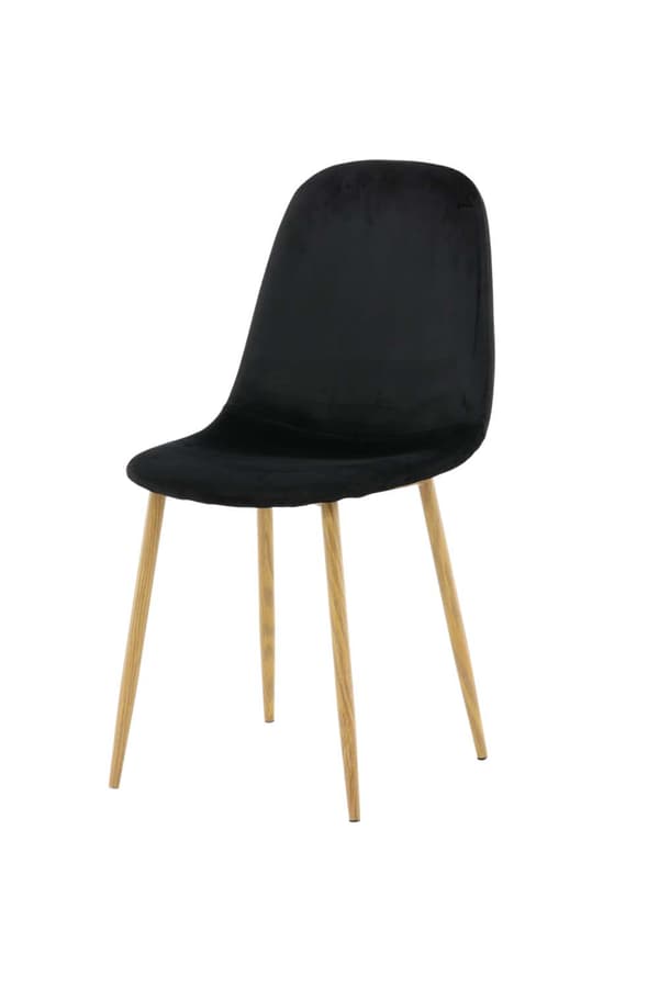 2 x Polar spisestuestol velour sort, egetræ dekor.