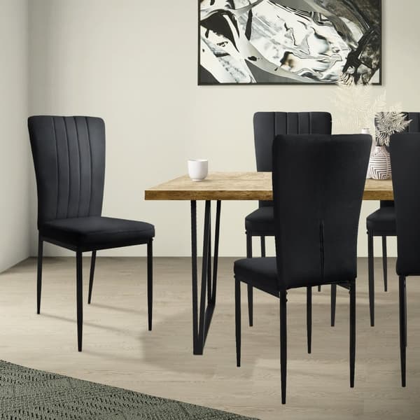Matstol set om 4 svart med sammetsöverdrag och metallben Köksstol ML design