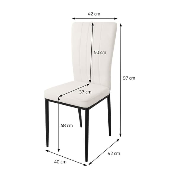Matstolar, set om 4, vit med sammetsöverdrag och metallben Köksstol ML design
