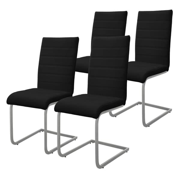Sæt med 2 udhængte spisebordsstole med ryglæn i sort kunstlæder ML-Design