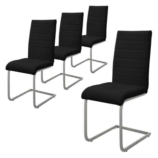 Uppsättning med 2 utskjutande matstolar med ryggstöd svart konstläder ML-Design