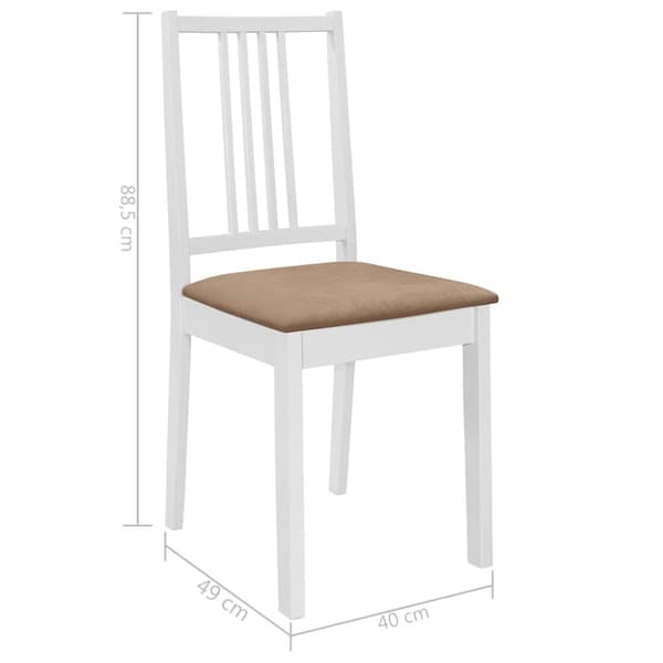 Matstolar med dynor 4 st massivt trä vit