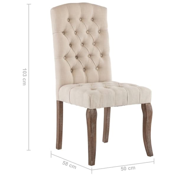Pöytätuolit, 2 kpl, beige, pellavatyyli, kangas