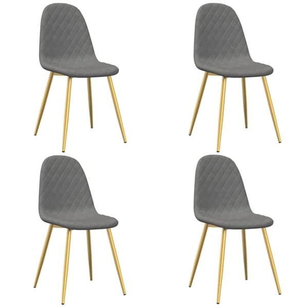 Pöytätuolit, 4 kpl, vaaleanharmaa, samettiverhoilu