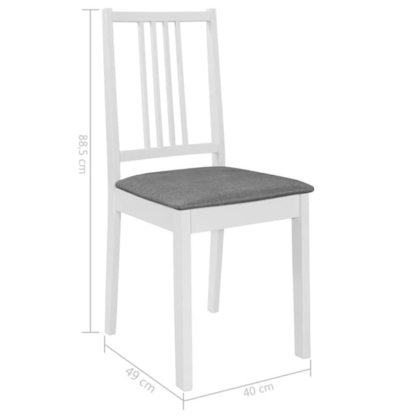 Tuolit tyynyillä, 2 kpl, valkoinen, massiivipuuta