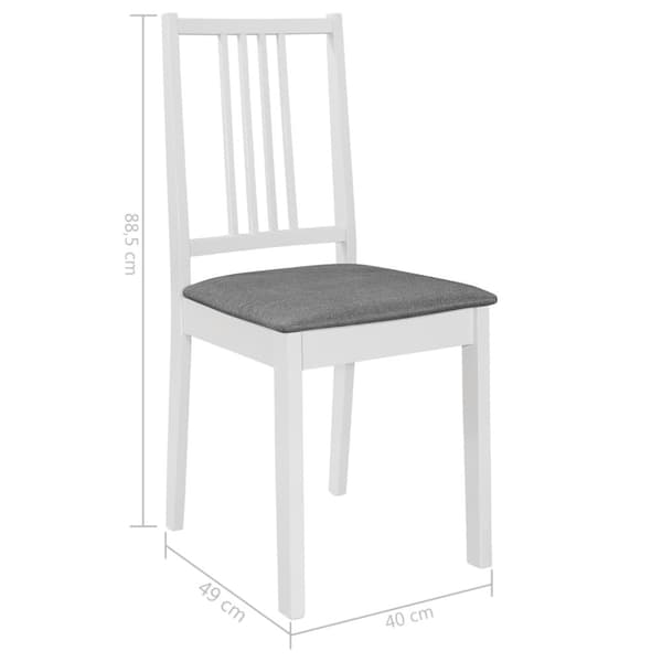 Tuolit tyynyillä, 6 kpl, valkoinen, massiivipuuta