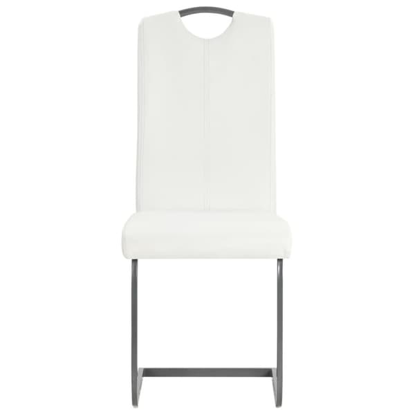 spisebordsstole med cantilever 6 stk. stof hvid