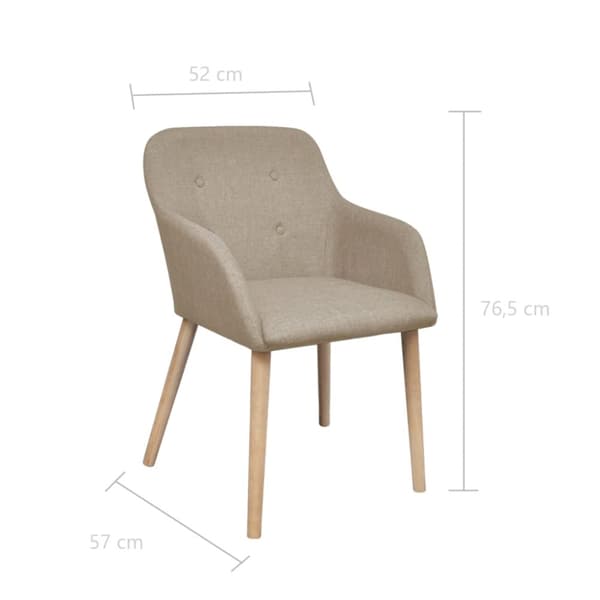 Ruokapöydän tuolit, 2 kpl, beige, kangas ja massiivitammea