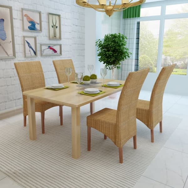 spisebordsstole 4 stk. naturlig rattan brun
