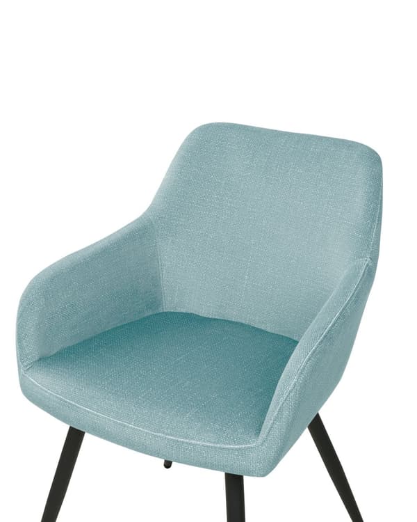 Sæt med 2 spisebordsstole lyseblå sæder i velour metalben til spisestue køkken stue opholdsrum