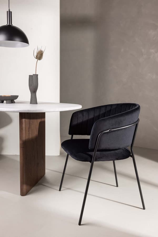 2 x Selma spisestuestoler med armlener velour svart.