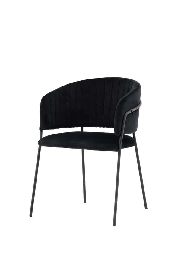 2 x Selma spisestuestoler med armlener velour svart.