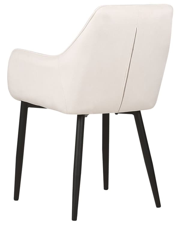 Set av 2 Matstolar Off-White Sammet Armstöd Svarta Metallben Retro Glam