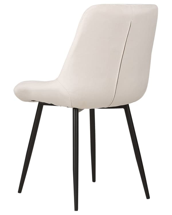 Set med 2 Matstolar Off-white Sammet Svarta Pulverlackerade Järnben Moderna Stoppade Stolar Kök Matsal