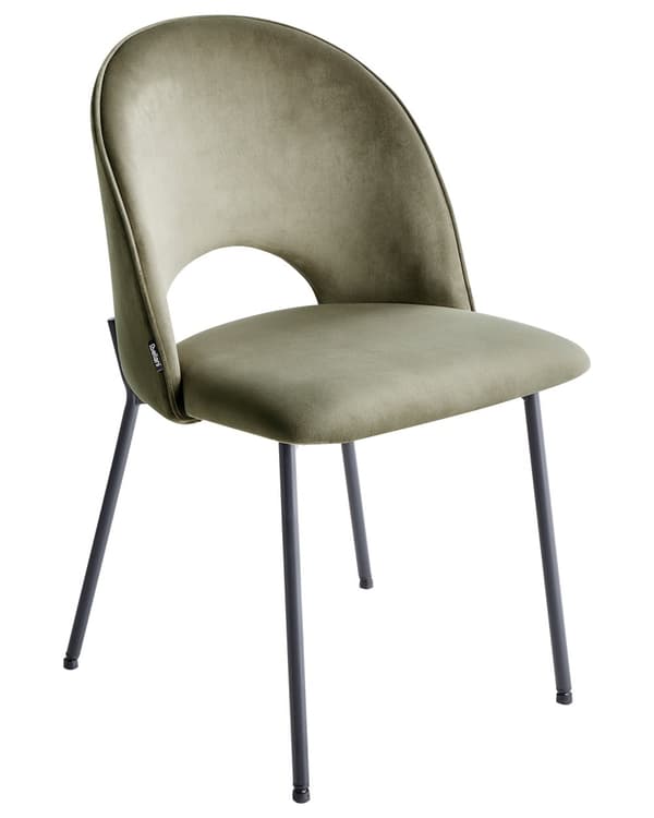 Sett med 2 spisestuestoler Grønn fløyelspolstring Svarte ben Retro Glamour