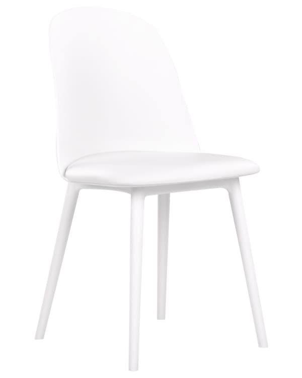 Stol hvid 2 stk plast kunstlæder armløs spisebordsstol minimalistisk moderne stil spisestue køkken