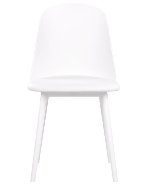 Stol hvid 2 stk plast kunstlæder armløs spisebordsstol minimalistisk moderne stil spisestue køkken