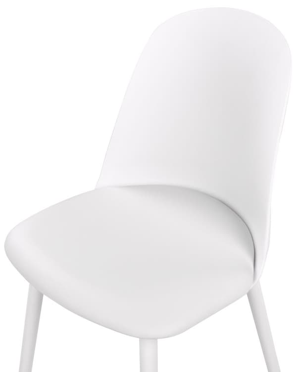 Stol hvid 2 stk plast kunstlæder armløs spisebordsstol minimalistisk moderne stil spisestue køkken