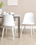 Miniatyrbillede 2 af 9: Stol hvid 2 stk plast kunstlæder armløs spisebordsstol minimalistisk moderne stil spisestue køkken