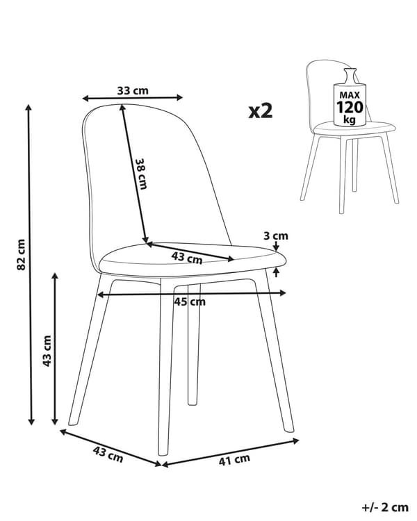 Stol lyseblå 2 stk plast kunstlæder armløs spisebordsstol minimalistisk moderne stil spisestue køkken