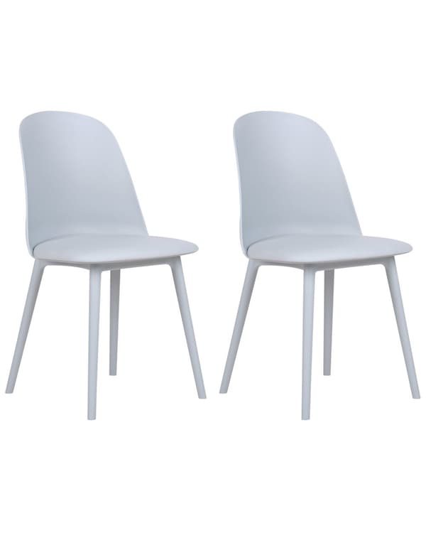Stol lyseblå 2 stk plast kunstlæder armløs spisebordsstol minimalistisk moderne stil spisestue køkken