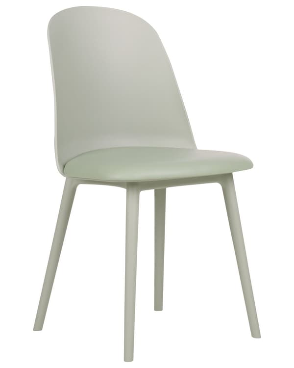 Stol lysegrøn 2 stk plast kunstlæder armløs spisebordsstol minimalistisk moderne stil spisestue køkken