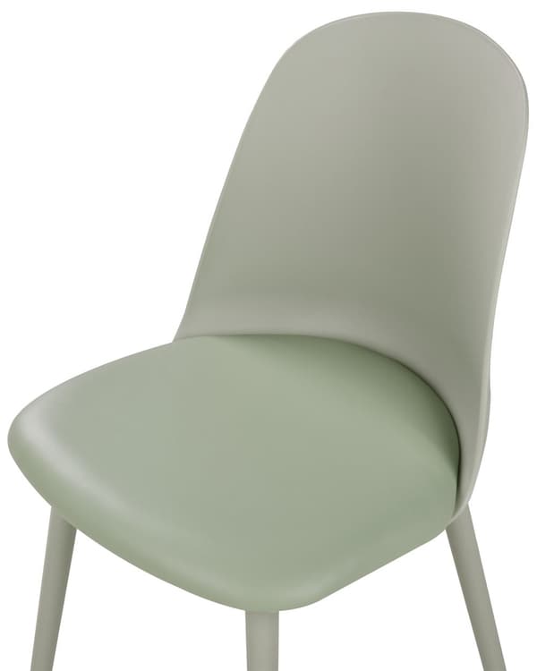 Stol lysegrøn 2 stk plast kunstlæder armløs spisebordsstol minimalistisk moderne stil spisestue køkken