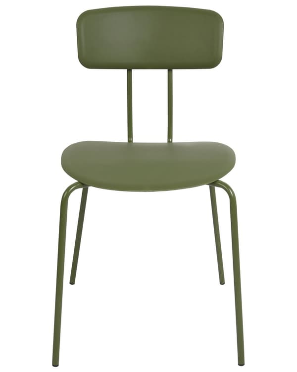 Sett med 2 spisestoler med grønn plastsete Armløs design Moderne ben i metall