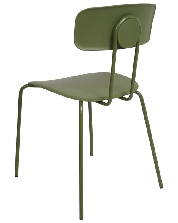 Sett med 2 spisestoler med grønn plastsete Armløs design Moderne ben i metall
