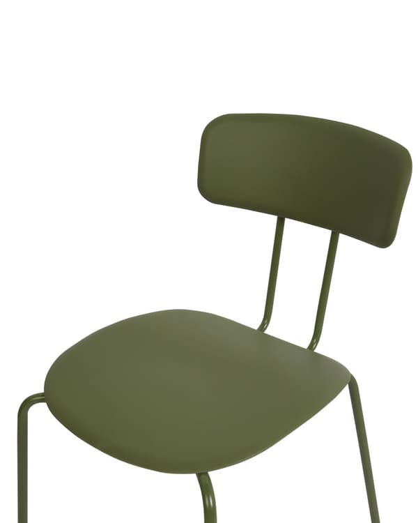 Sett med 2 spisestoler med grønn plastsete Armløs design Moderne ben i metall