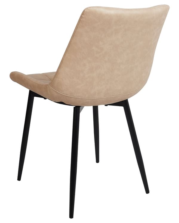Sett med 2 spisestuestoler Beige imitert skinn Svarte jernben Moderne polstrede stoler