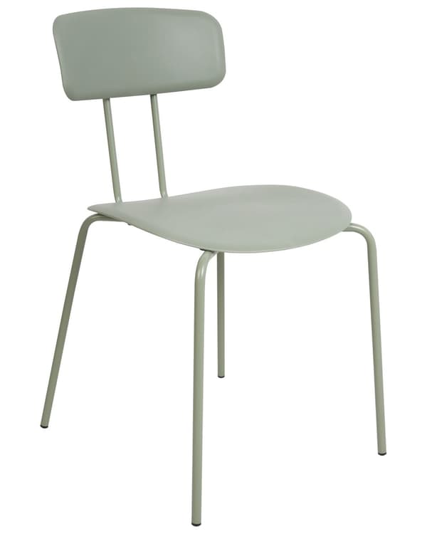Matstolar set om 2 Ljusgrön Plastsits Metallben Utan Armstöd Modern Design Kök Matsal