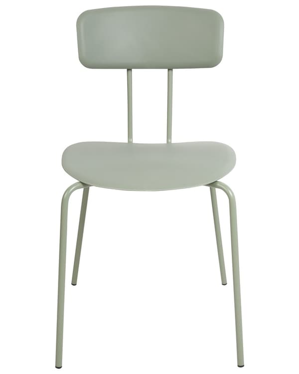 Matstolar set om 2 Ljusgrön Plastsits Metallben Utan Armstöd Modern Design Kök Matsal