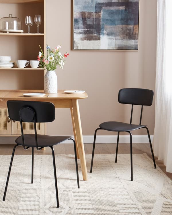 Matstolar set om 2 Svart Plastsits Metallben Utan Armstöd Modern Design Kök Matsal