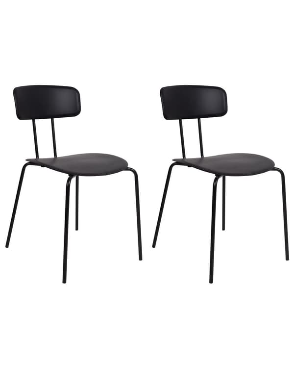 Matstolar set om 2 Svart Plastsits Metallben Utan Armstöd Modern Design Kök Matsal