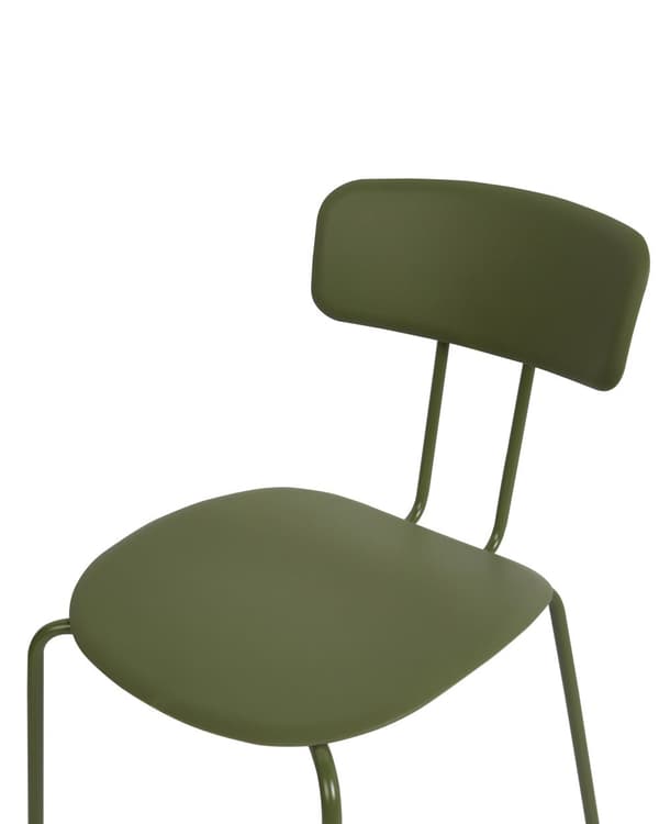 Sæt med 2 spisebordsstole med grøn plast sæde Armløs design Moderne stil ben i metal