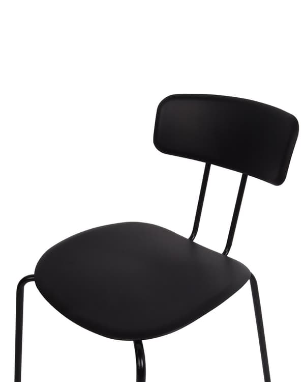 Sæt med 2 spisebordsstole med sort plast sæde Armløs design Moderne stil ben i metal