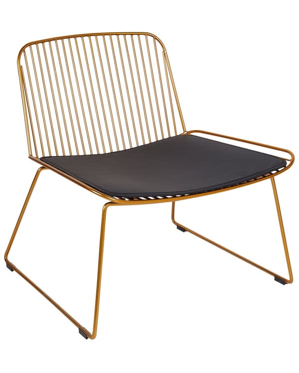 Aksentstol Gull metalltråddesign Armløs Kunstskinn Svart setepute Glam Industriell Moderne