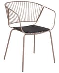 Miniatyrbilde 4 av 10: Sett med 2 spisestoler Beige Metalltråddesign Kunstskinn Svart setepute Aksent industriell glam-stil