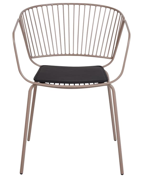 Sett med 2 spisestoler Beige Metalltråddesign Kunstskinn Svart setepute Aksent industriell glam-stil