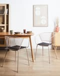 Miniatyrbilde 2 av 10: Sett med 2 spisestoler Beige Metalltråddesign Kunstskinn Svart setepute Aksent industriell glam-stil