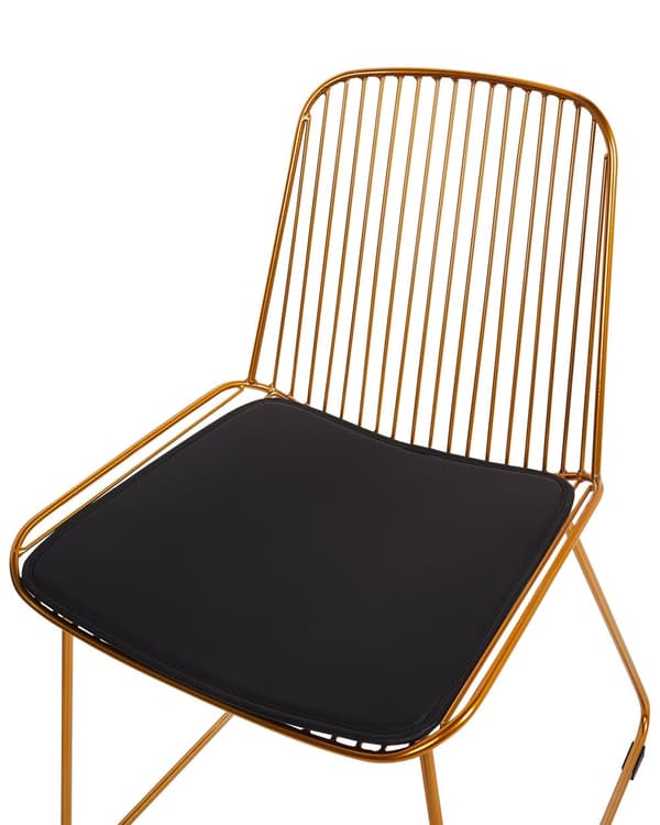 Sett med 2 spisebordsstoler Gull Metall Ståltråd Design Kunstskinn Svart sittepute Glam Industriell Moderne