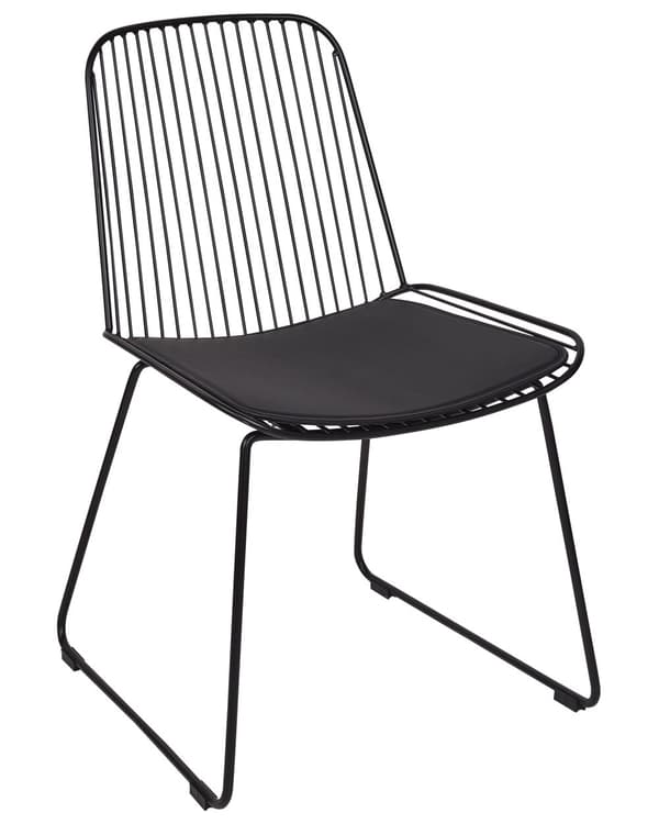 Sett med 2 spisebordsstoler Svart Metall Ståltråd Design Kunstskinn Svart sittepute Glam Industriell Moderne