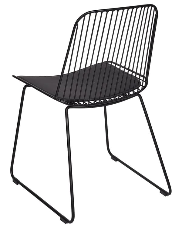 Sett med 2 spisebordsstoler Svart Metall Ståltråd Design Kunstskinn Svart sittepute Glam Industriell Moderne