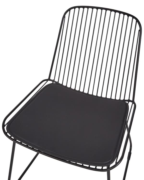 Sett med 2 spisebordsstoler Svart Metall Ståltråd Design Kunstskinn Svart sittepute Glam Industriell Moderne