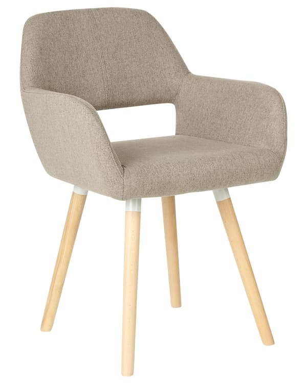 Sett med 2 Spisestuestoler Taupe Stoff Møbeltrekk Lyst Tre Moderne Eklektisk Stil