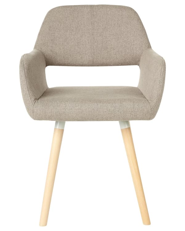 Sett med 2 Spisestuestoler Taupe Stoff Møbeltrekk Lyst Tre Moderne Eklektisk Stil