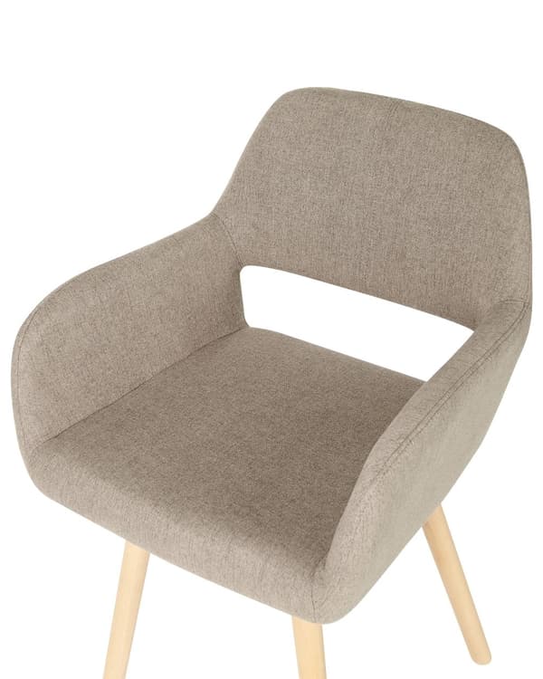 Sett med 2 Spisestuestoler Taupe Stoff Møbeltrekk Lyst Tre Moderne Eklektisk Stil